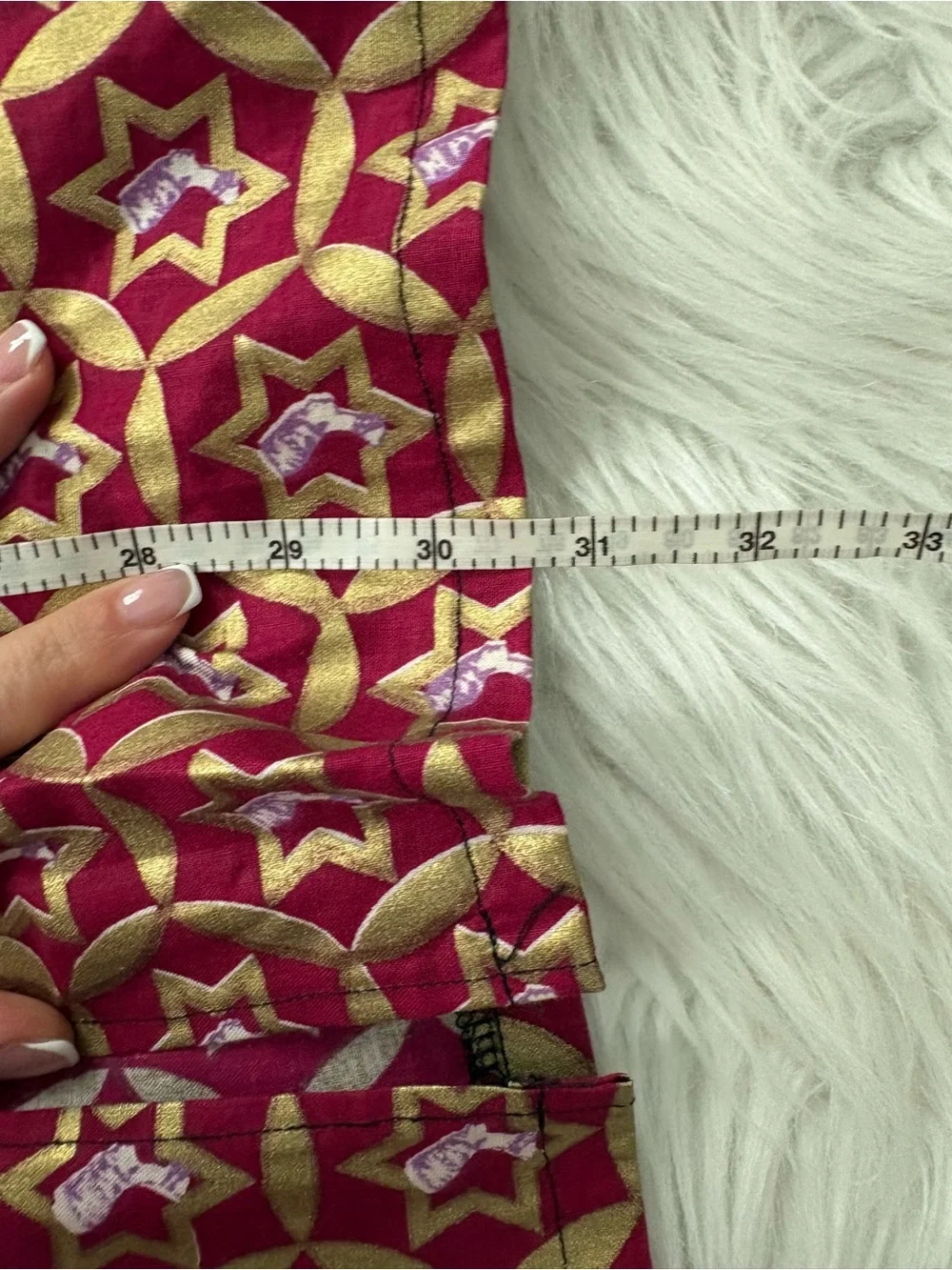 Handmade African Print Burgundy Gold Geometric Midi Maxi Skirt